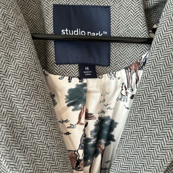 New Studio Park Full Length Grey Herringbone Topcoat size Medium - Picture 4 of 8